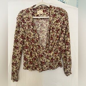 Sezane Floral Blouse - Red and Cream